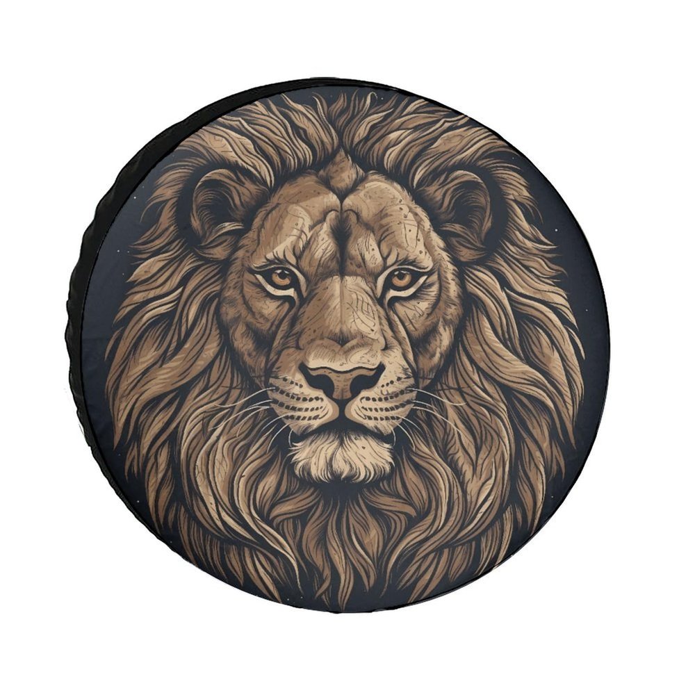 Cartoon Lion Spare Tire Covers Waterproof Dust Proof Tire Protectors Universal Wheel Protectors for Trailer SUV Truck Camper Travel Accessories Diameter 30inch