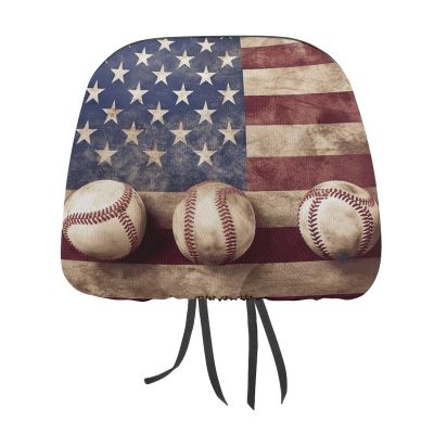 NWTRJ American Flag and Baseball Car Headrest Covers Soft Breathable Car Seat Head Rest Protector Universal Fit for Car Truck SUV Van Auto Interior Accessories 2 Packs