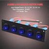 5 Gang Round Rocker Switch Aluminum Panel with LED Light 12V-24V DC 20 Amp 3 PIN ON Off Mini Switch, Marine Boat Illuminated Toggle Switch Panel Waterproof for Car Truck RV ATV UTV (5 Gang, Blue) view 3