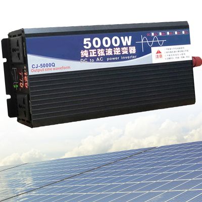 Dfdieratve 3500W 4000W 5000W Pure Sine Wave Inverter, 12V-72V DC to 110V/120V AC Car Power Converter with 2 AC Outlets LCD Display,Car Power Inverter for Car, Truck, Home, Vehicles, Laptop,5000W-12V