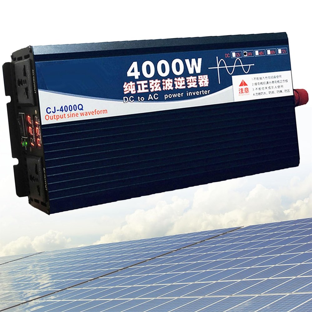 Dfdieratve 3500W 4000W 5000W Pure Sine Wave Inverter, 12V-72V DC to 110V/120V AC Car Power Converter with 2 AC Outlets LCD Display,Car Power Inverter for Car, Truck, Home, Vehicles, Laptop,4000W-60V