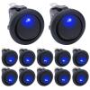 Auttoop 12pcs 12V Round Rocker Switch Lighted SPST Switch, Blue LED Light up Toggle On-Off Switch 20A for Automotive Car Truck Boat Control KCD2-102N-BU view 1