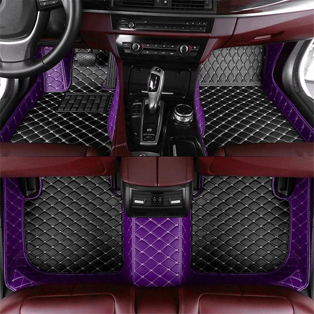 GDDUOYUE Custom Car Floor Mat fit for Cadillac ATS CT6 DTS SRX CTS Escalade STS XT4 XT5 XT6 XTS Coupe Sedan SUV 2002-2023,Anti-Slip and Wear-Resistant,Purple+Black