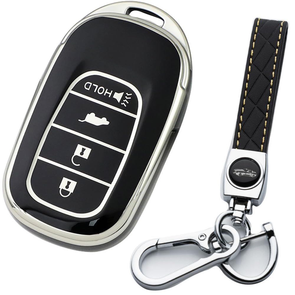 Tautrophen Key Fob Cover with Keychain Fit for Honda 2023 2024 Civic Accord Pilot HRV Lx CRV Lx Odyssey Smart Key