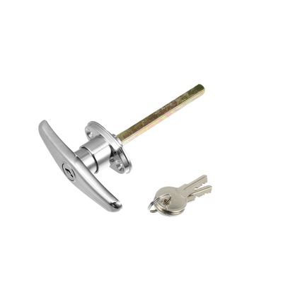 ACROPIX 1 Set Universal Garage Door Keyed T-Handle Lock Kit Shed Door Lock T Handle with 2 Keys for Most Brands of Truck Caps Camper Recreational Vehicle Barns Chrome Silver Tone Car Parts