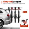 Car Bicycle Rack 3-Bike, Vehicle Trunk Mount Bike Rack Foldable Bicycle Carrier Holder for Most Cars SUV Sedan Hatchback Minivan, 44lbs Load, Black+Red view 3