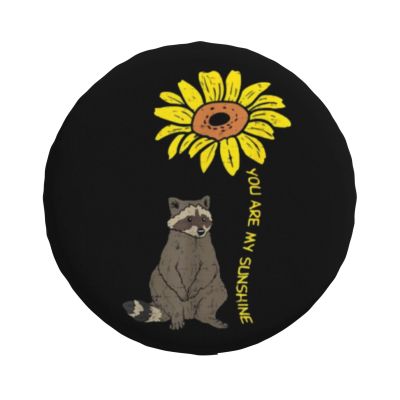 Spare Tire Cover Raccoon Sunflower Wheel Covers Weatherproof Universal Wheel Protectors for Travel Trailer Rv SUV 14" 15" 16" 17" TC166