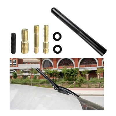 Augeny Car Short Antenna, Carbon Fiber Antenna Replacement with Screws for AM/FM Radio Reception, Car Accessories (4.72", Black)