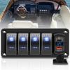 RVZONE 4 Gang IP68 Waterproof Boat Rocker Switch Panel DC 12-24V LED Digital Voltmeter + Dual USB (QC 3.0 & Type-C) Fast Charging Pre-Wired Toggle Switch Panel for RV Car Marine Boat Truck (Blue) view 1