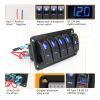 RVZONE 4 Gang IP68 Waterproof Boat Rocker Switch Panel DC 12-24V LED Digital Voltmeter + Dual USB (QC 3.0 & Type-C) Fast Charging Pre-Wired Toggle Switch Panel for RV Car Marine Boat Truck (Blue) view 2