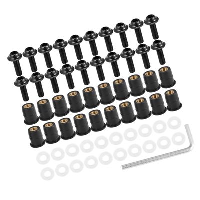 HEROFFIX 20pcs M5 5mm Motorcycle Windscreen Screws Fairing Windscreen Screws Bolt Windshield Mounting Nuts Installation Black Replace Parts