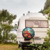 Cafetime Hummingbird Flowers Spare Tire Cover Bird Floral Stained Glass Window Artistry Wheel Protectors Covers Dust Proof 17 Inch Wheel Covers for Trailer RV SUV Truck Camper Travel Trailers view 3