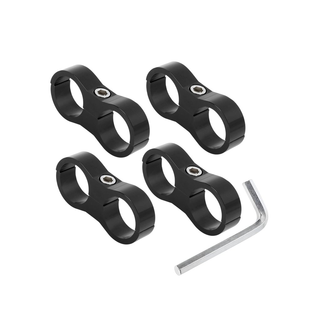 HOPESPANNER 4pcs Black AN12 24mm Hose Separator Clamp Fitting Adapter with Wrench for Car Replace Parts Vehicle Components
