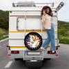 GABSHAIM Boston Terrier American Flag Spare Tire Cover Watercolor Dog Stars and Stripes US Flag Tire Wheel Cover Protectors Camper RV Trailer SUV Truck Universal 16 Inch view 4