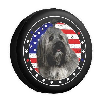 GABSHAIM Havanese American Flag Spare Tire Cover Dog Stars and Stripes US Flag Tire Wheel Cover Protectors Camper RV Trailer SUV Truck Universal 15 Inch