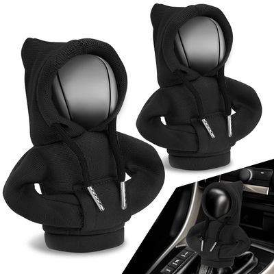 Auto Dynasty 2pcs Car Gear Shift Knob Hoodie, Mini Hoodie Shifter Cover, Automotive Interior Decoration, Gear Shifter Stick Protector, Auto Manual Transmission Lever Cover, Black/Red