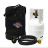 Flame King Gas Hauler Kit - Insulated Protective Carry Case, 3LB Propane Tank and Adapter Hose for Camping and Outdoor Adventures, Black/White view 1