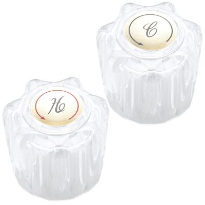hansengroe RV Faucet Shower Knobs Replacment 2 Piece, Hot and Cold Acrylic Knobs for Faucet Compatible with DF-RKS Outside Bathroom Faucet Parts (Crystal)