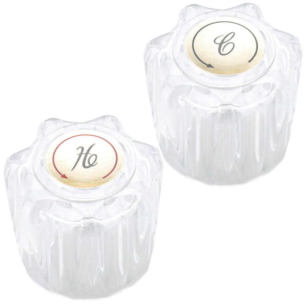 hansengroe RV Faucet Shower Knobs Replacment 2 Piece, Hot and Cold Acrylic Knobs for Faucet Compatible with DF-RKS Outside Bathroom Faucet Parts (Crystal)