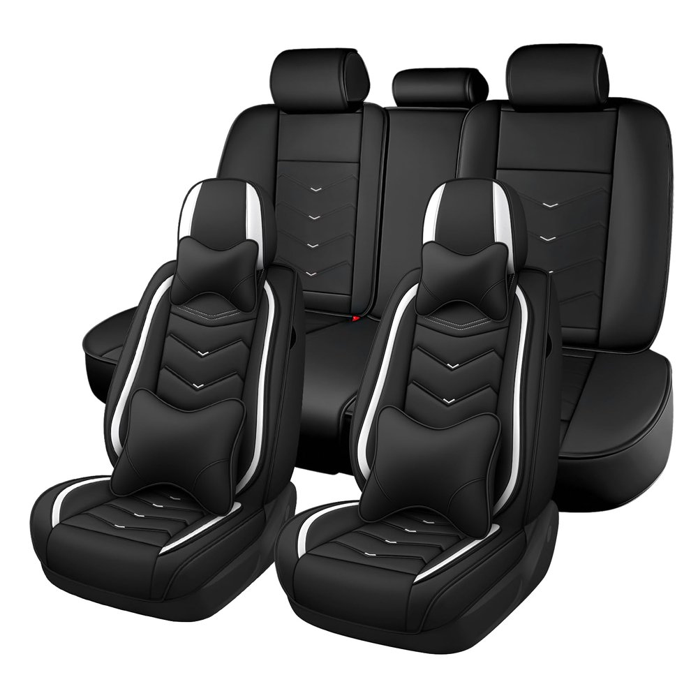 ZWCS Car Seat Cover for Acura RDX 2007-2026, Seat Covers Full Set,Non-Slip Waterproof seat Cover,Wear-Resistant Nappa Leather car seat Covers. (Luxury 5 Seats/Black White)
