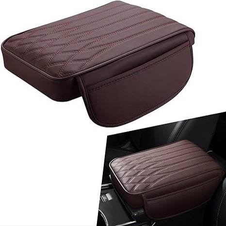 MTNYY for Chevrolet Silverado GMC Sierra 1500 2019-2024 Car Center Console Cover, Microfiber Leather Armrest Cover Cushion, with 2 Side Storage Pockets,Hand Rest Pillow with Height Increase,Brown