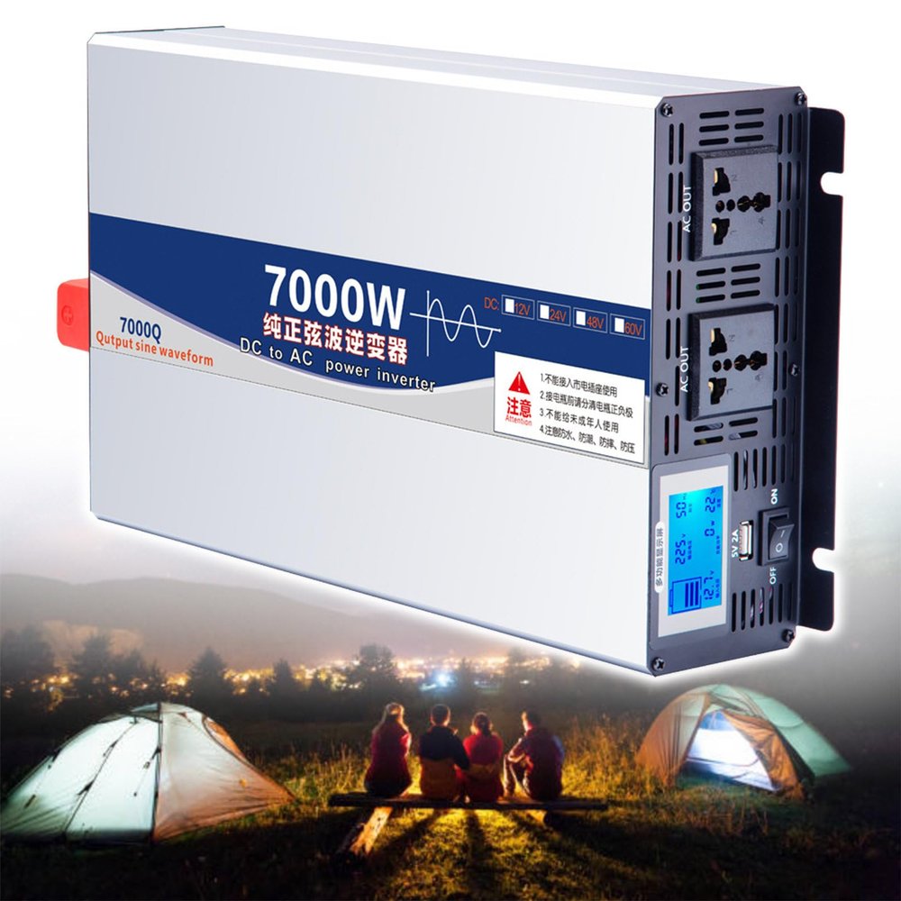 Eastnmythet Pure Sine Wave Car Inverter 7000W, DC 12V/24V/48V/60V to AC 110V 220V 230V 240V Voltage Converter, Power Inverter with LCD Display,60V to 110V