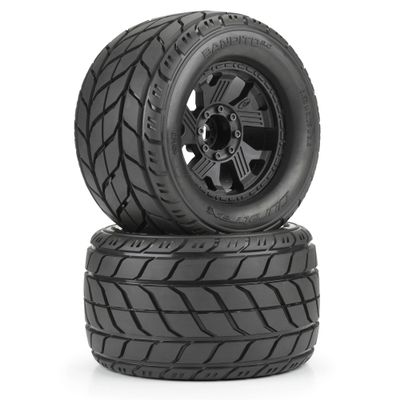 Duratrax Bandito 2.0 3.8" All Terrain Tires Mounted on Ripper Black 8x32 Removable Hex Wheels 2 for 17mm MT Front or Rear DTX564910