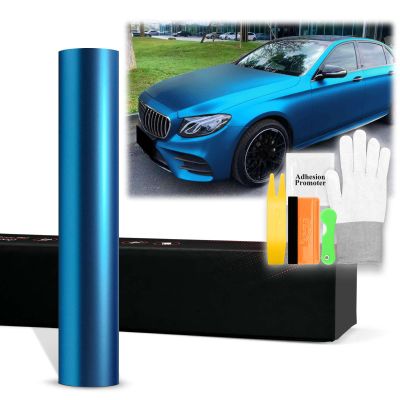 60"x480" (5FTx40FT) Light Blue PET Romance Chrome Vinyl Wrap Auto Car Sticker Decal Film Sheet Bubble Free Air Release Technology with Tool Kit