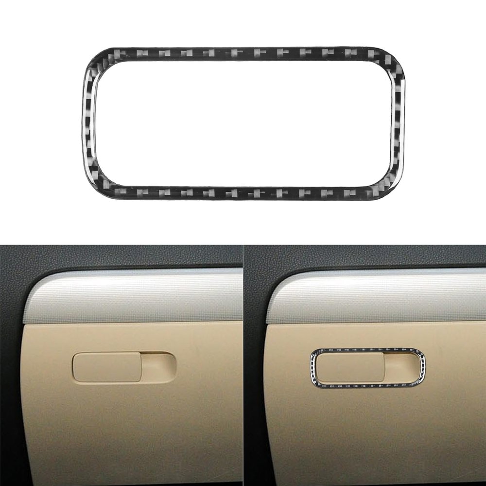 Real Premium Carbon Fiber Car Co-Pilot Side Glove Box Switch Frame Decal Compatible with VW Volkswagen Jetta 2012 2013 2014 2015 2016 2017 2018 Trim Interior Accessories Sticker Black