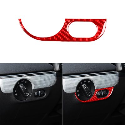 Car Headlight Switch Decal Driver Side Dash Sticker Real Quality Carbon Fiber Trim Compatible with VW Volkswagen Jetta 2012 2013 2014 2015 2016 2017 2018 Interior Accessories Decor Red