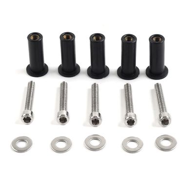 Cnwaga3 5 Pcs Windscreen Well Nut Screws Mount Bolts Hardware Kit Windshield Iron Chrome Motorcycle for Harley Road Glide