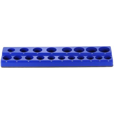 HARFINGTON Magnetic Socket Organizer 1/2" Drive Metric Socket Holder Tray Socket Storage Rack Holds 19 Standard and Deep Size Sockets, Blue