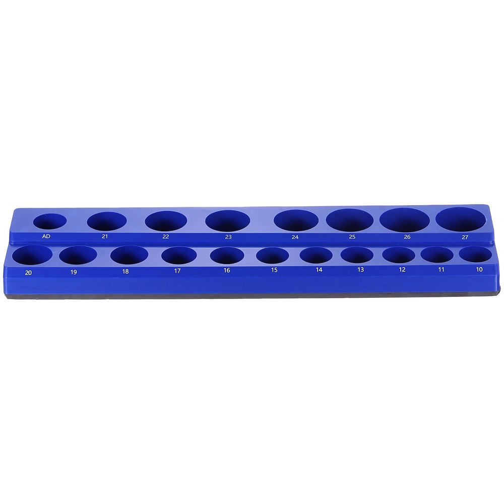 HARFINGTON Magnetic Socket Organizer 1/2" Drive Metric Socket Holder Tray Socket Storage Rack Holds 19 Standard and Deep Size Sockets, Blue