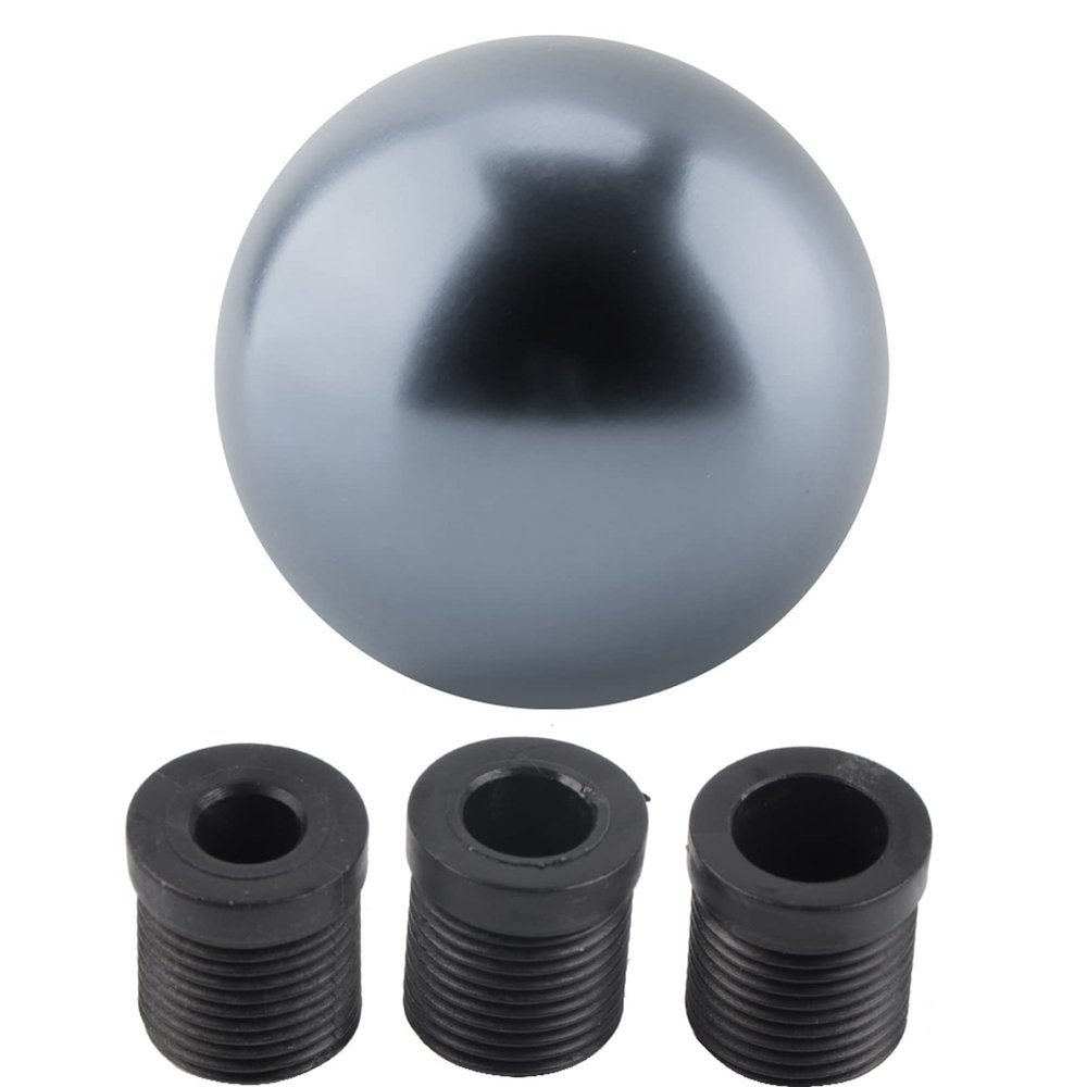 Majatou Car Gear Knob, Universal Knob Gear Head, Manual Round Shape Gear Lever with 3 Adapter Lever (Grey)