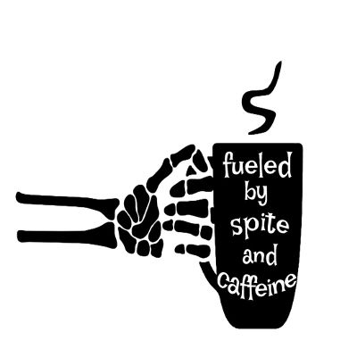 Fueled by Spite and Caffeine Funny CCI Decal Vinyl Sticker|Cars Trucks Walls Laptop| Black |5.5 x 3.8 in|CCI3066