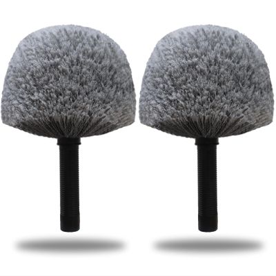 2 Pack Grey Twist-On Cobweb Duster Head Brush - Fits Standard 3/4 inch Threaded Poles, Attachment Spider Web Duster Brush for Outdoor & Indoor Cleaning