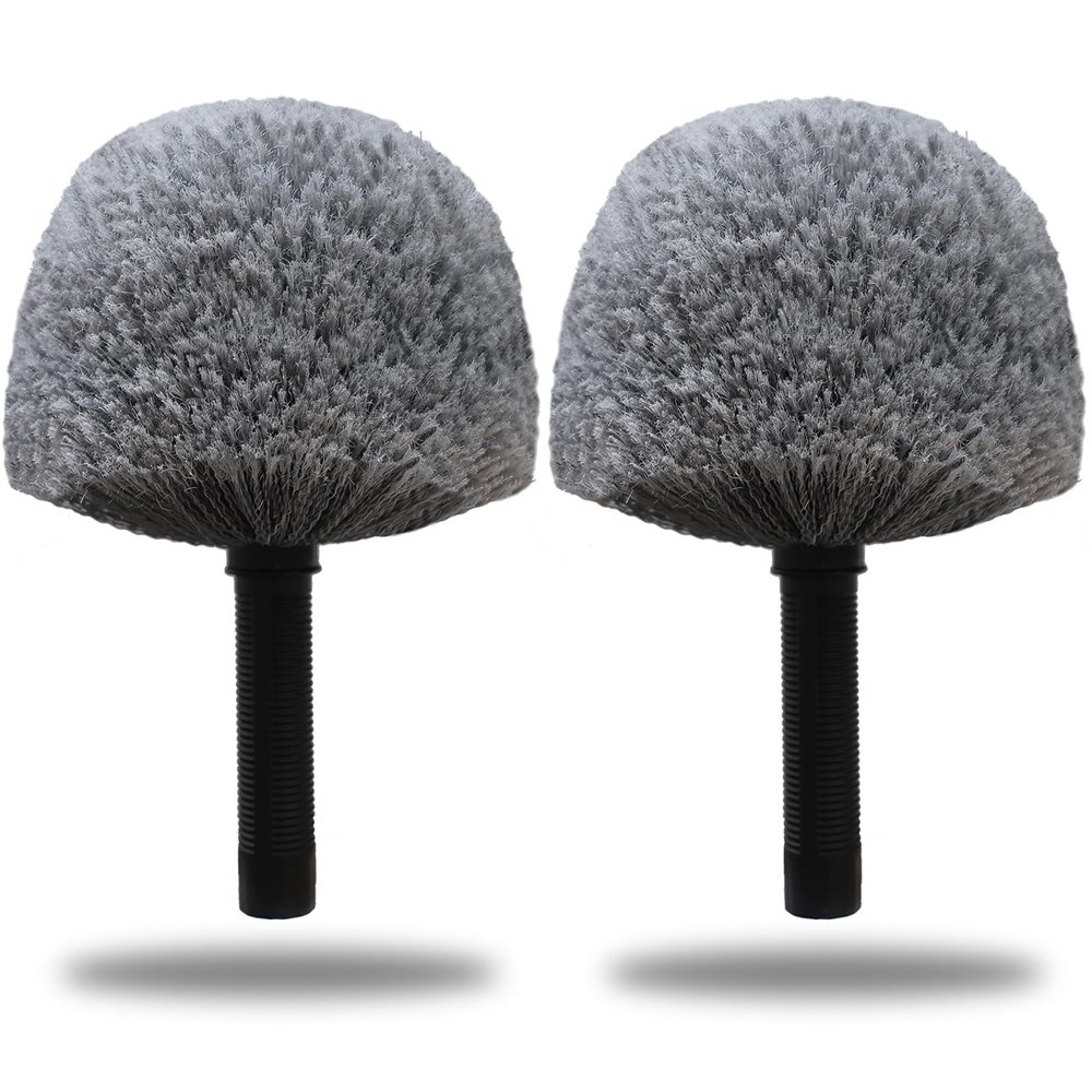 2 Pack Grey Twist-On Cobweb Duster Head Brush - Fits Standard 3/4 inch Threaded Poles, Attachment Spider Web Duster Brush for Outdoor & Indoor Cleaning