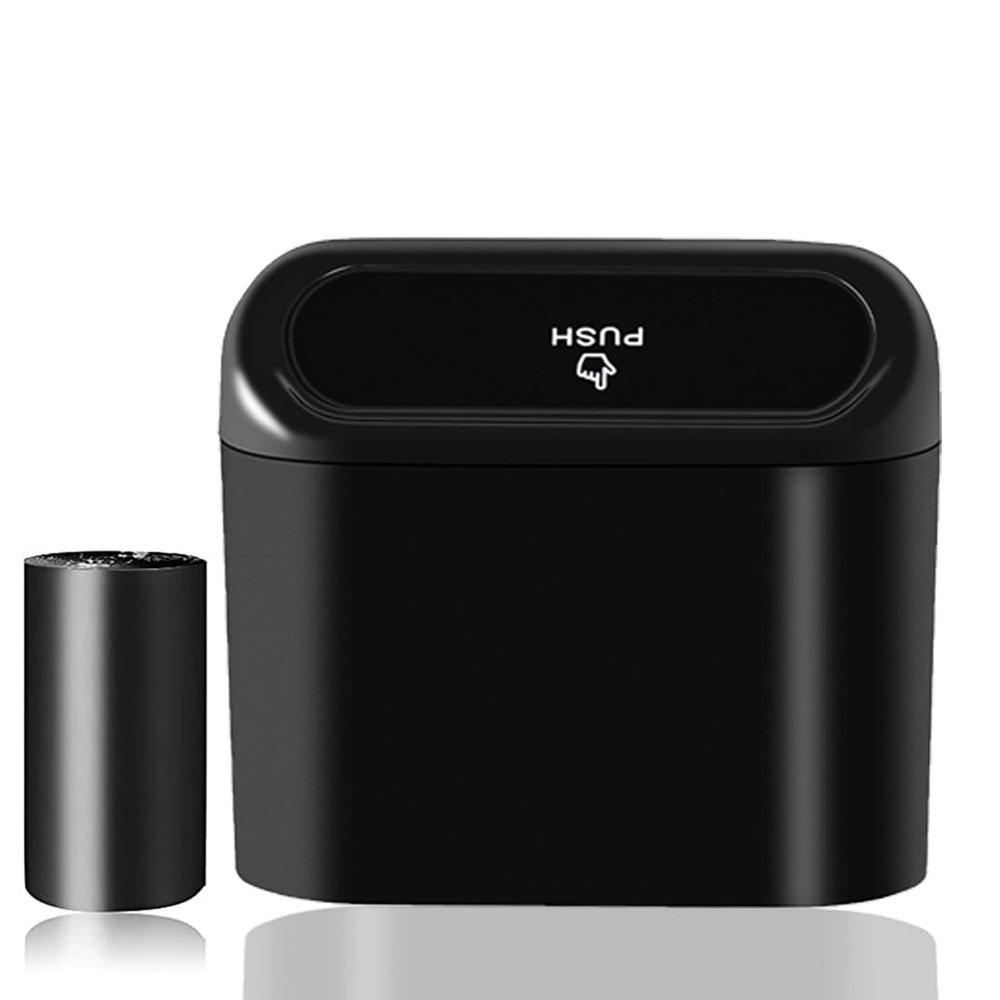 SGLRT Car Trash Can Bin with Lid - Universal Vehicle Mini Leakproof Garbage Can Bin with 20pcs Trash Bags Can Organizer Storage for Front Back Seat Accessories for Auto Office Bedroom Home(Black)
