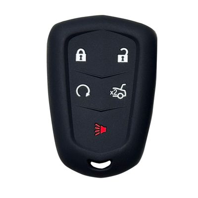 Key Fob Cover for XT4 XT5: 5 Buttons Silicone Key Fob Case Fit for Cadillac XT6 CT6 ATSV CTSV XTS Professional SRX 2014 2015 2016 2017 2018 2019 2020 2021 2022 2023 YQ2AB HYQ2EB (Black)