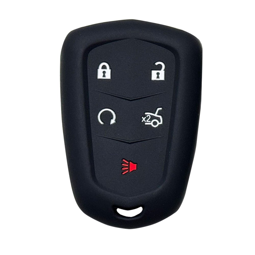 Key Fob Cover for XT4 XT5: 5 Buttons Silicone Key Fob Case Fit for Cadillac XT6 CT6 ATSV CTSV XTS Professional SRX 2014 2015 2016 2017 2018 2019 2020 2021 2022 2023 YQ2AB HYQ2EB (Black)