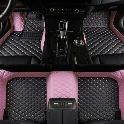 HAIUIKIK Custom Making Car Floor Mats Compatible with Audi BMW Mercedes-Benz Toyota Lexus Honda Infiniti Nissan Hyundai Kia All Models 2000-2025 (Pink and Black Combination)