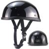 Cool Small and Light German Style Novelty Small Beanie DOT Approved Helmet,Ultra-Thin Motorcycle Half Helmet,Low Profile Street Skull Cap Bike Helmet for Chopper Moped Scooter(Bright Black,XX-Large) view 1
