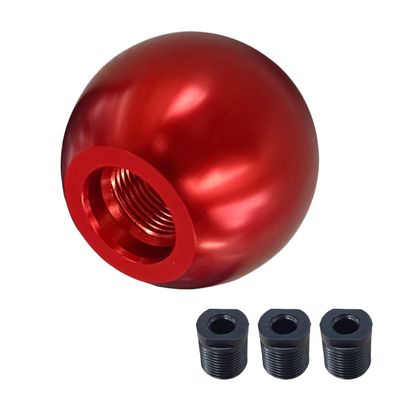 BDZMC Round Ball Car Gear Shift Knob with 3 Adapters M8 M10 M12 (Red)