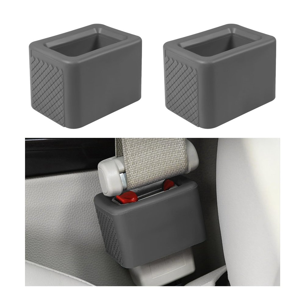 Gasedin 2 PCS Seat Belt Buckle Holder, Silicone Seatbelt Buckle Booster for Easy Access, Seat Belt Buckle Fixer Makes Receptacle Stand Upright and Stable for Kids, Car Accessories (Dark Gray)