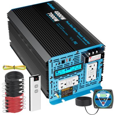 GIANDEL 4000W Pure Sine Wave Power Inverter 12V to 120V AC,7000W Surge,Compatible with All 12V Batteries,Dual Remote Control,UL Listed GFCI Outlets,FCC Approved for RV Campers Off-Grid Solar Systems