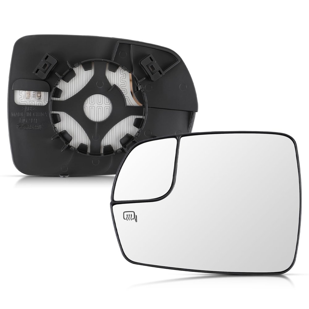 GoaMotors Left Driver Side Heated Mirror Glass with Backing Plate Compatible with Ford Edge 2015-2020, Replace FT4Z-17K707-H, Exterior Mirror Replacement Glass