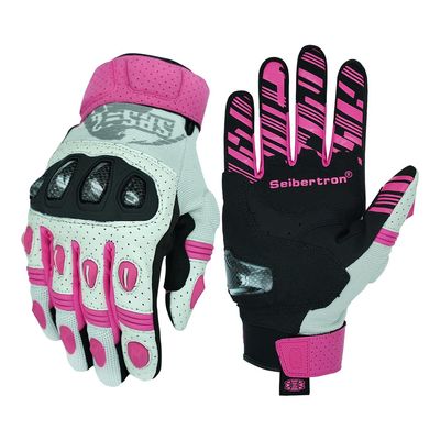 Seibertron SPS-2 Unisex Touchscreen Road Racing Motorcycle MTB Sports Gloves Also fit BMX MX ATV Mountain Bike Bicycle Cycling Off-Road/Dirt Bike Motocross etc Full Finger Youth Pink L