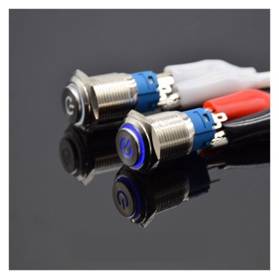 QZLIBEFUD 16mm Metal Push Button Switch LED Light 3-6V 12V Self Locking Car Start Button Power Button red Blue Green White(1,Yellow-SELF Lock_12V)