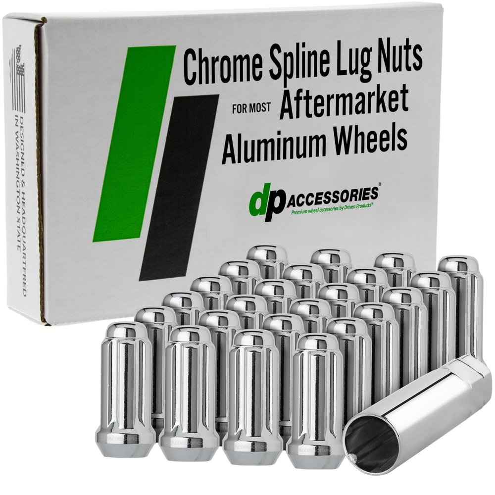 DPAccessories Lug Nuts Compatible with 2008-2017 Buick Enclave | Chrome Spline Style | Aftermarket Aluminum Wheels Only | Set of 24 Wheel Nuts & 1 Tool | DBUECL01A-CH/1