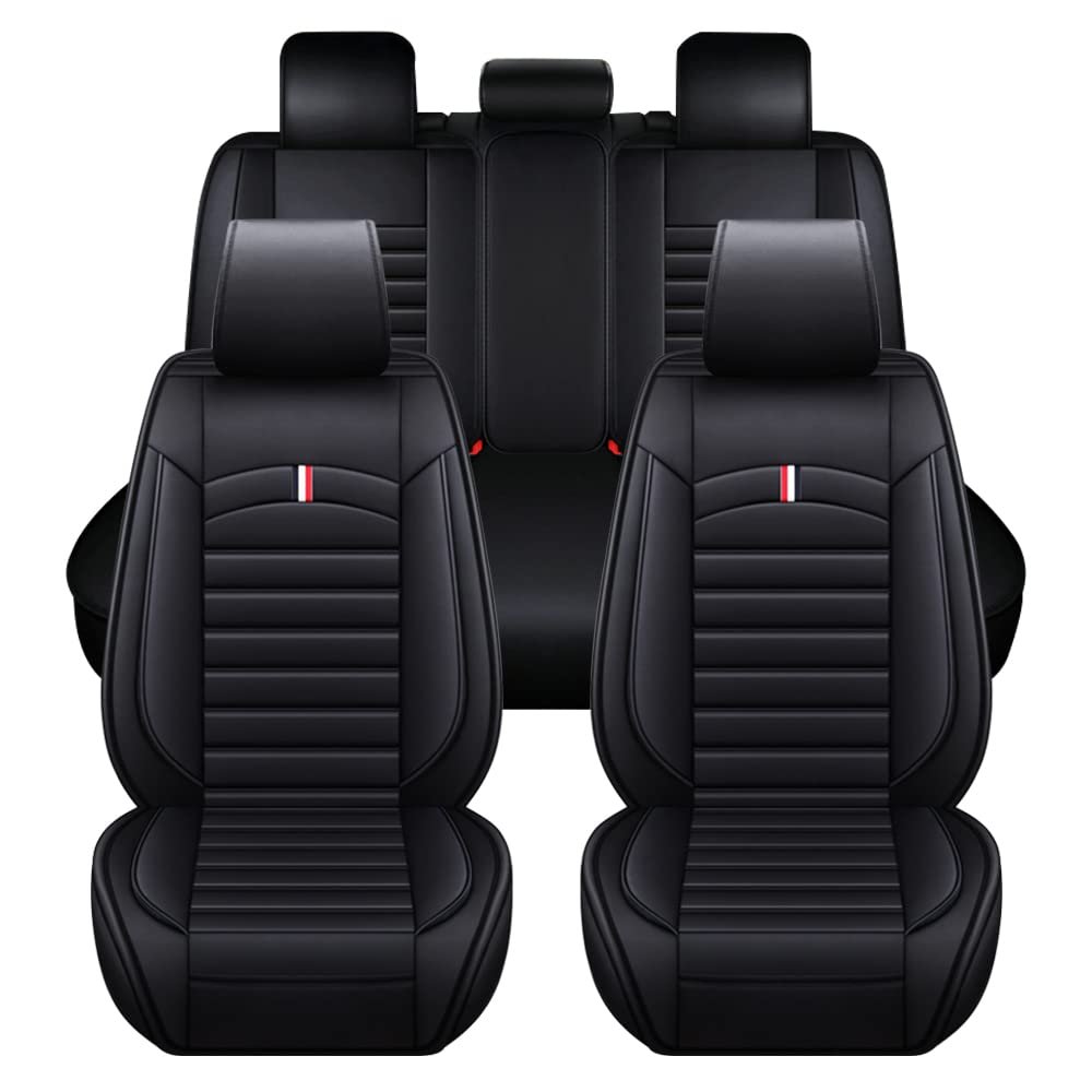 BPOOBP Custom Car Seat Covers for L#i ncoln MKX 2006-2025 5 Seat Covers Full Set PU Leather Car Seat Protector Breathable Waterproof Compatible AirbagsBlack